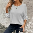 thumbnail image 4 of Womens Oversize Tops Solid Color Long Sleeved Knitted Hollow Out Round Neck Gray Outfits Cute Trendy Clothes 2025, 4 of 8