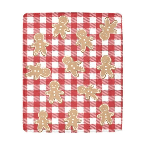 Cute Christmas Gingerbread Throw Blanket Soft Warm Lightweight Flannel Plush Fuzzy Blankets Gift for Women Kids Boys Teens
