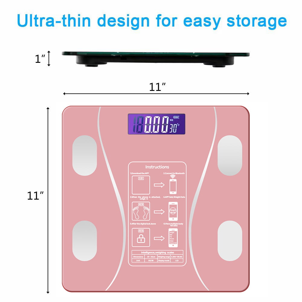 .com 3D Digital Smart Body Scale, Bluetooth Body Weight Bathroom Scale  with iOS, Android APP, Wireless Body Composition Monitor Analyzer for  Tracking Health(Pink) $14.99