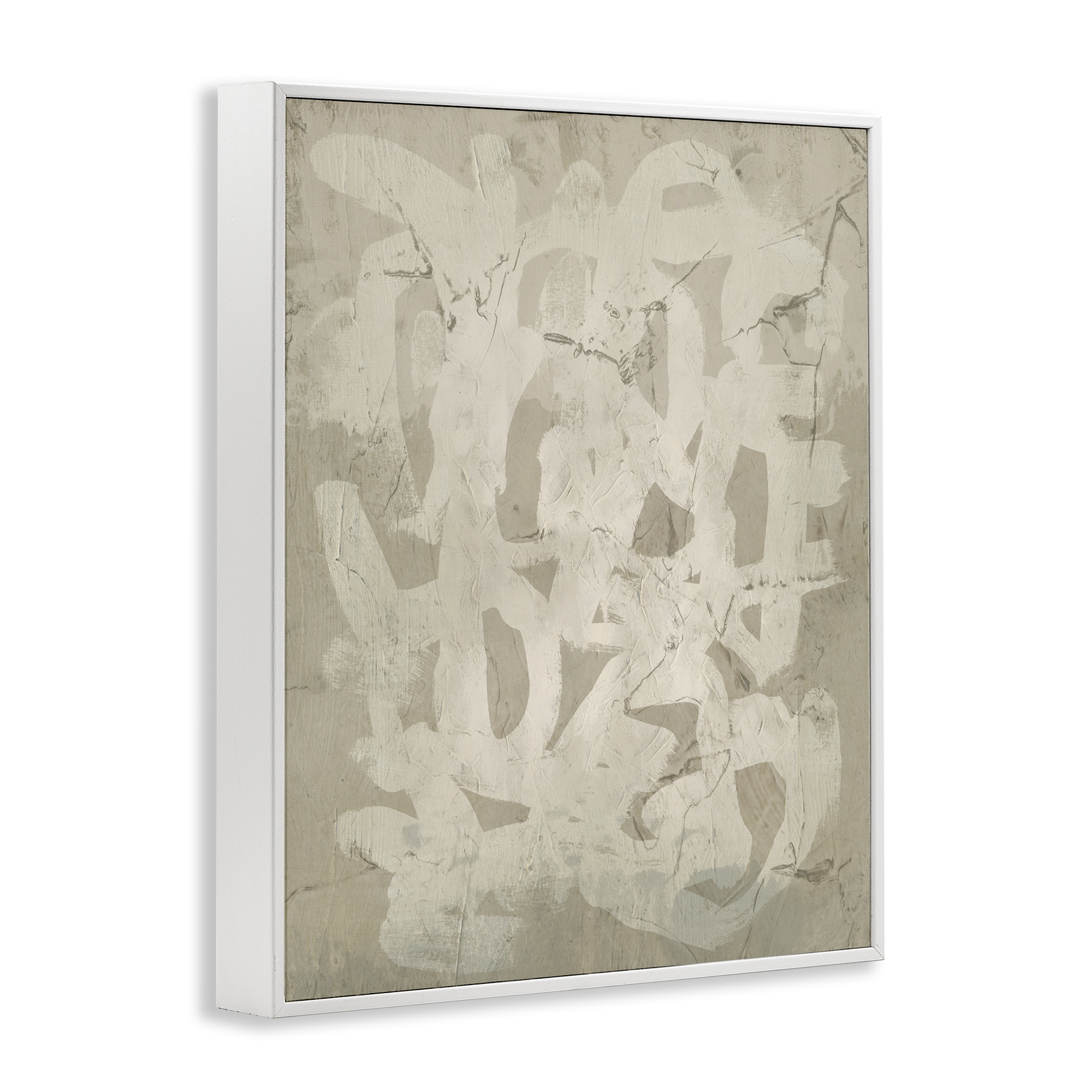 Stupell Industries Neutral Scribble Pattern Abstract Painting White Framed Art Print Wall Art, 11 x 14