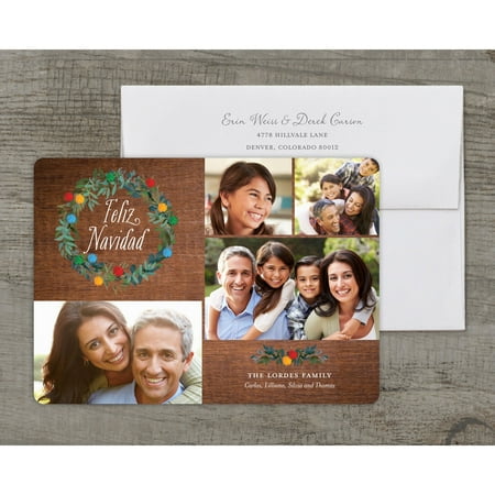Feliz Poms - Deluxe 5x7 Personalized Holiday Feliz Navidad Card
