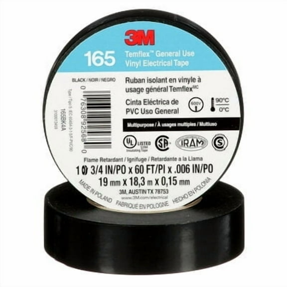 3M(TM) Temflex(TM) Vinyl Electrical Tape 1700 165, 3/4 in x 60 ft