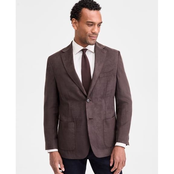 Michael Kors Mens Classic fit Sport Coat Blazer 42 R Brown Solid Stretch