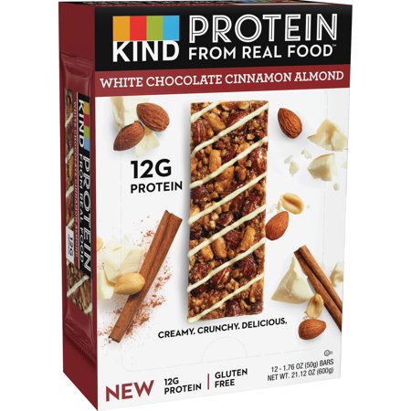KIND Protein Bars, White Chocolate Cinnamon Almond, Gluten Free, 12g Protein, 1.76oz, 12