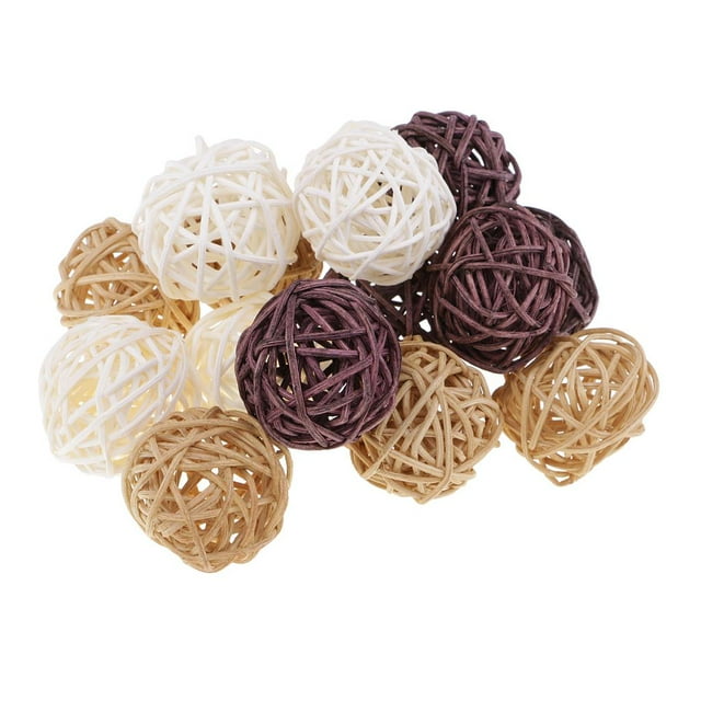 Wicker Rattan Balls Decorative, Orbs Vase Fillers for Home Decor, Craft, Party, Wedding Table Decoration, Baby Shower, Accessories - 10pcs 3cm 15pcs 3cm