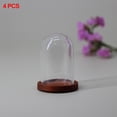 thumbnail image 3 of 4Pcs Glass Cloche Dome Vase Decorative W/ Base DIY Terrarium Miniature Dome Brown Base, 3 of 5