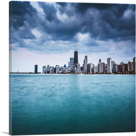 ARTCANVAS Chicago Skyline Lake Michigan Canvas Art Print - Size: 18" x 18" (0.75" Deep)
