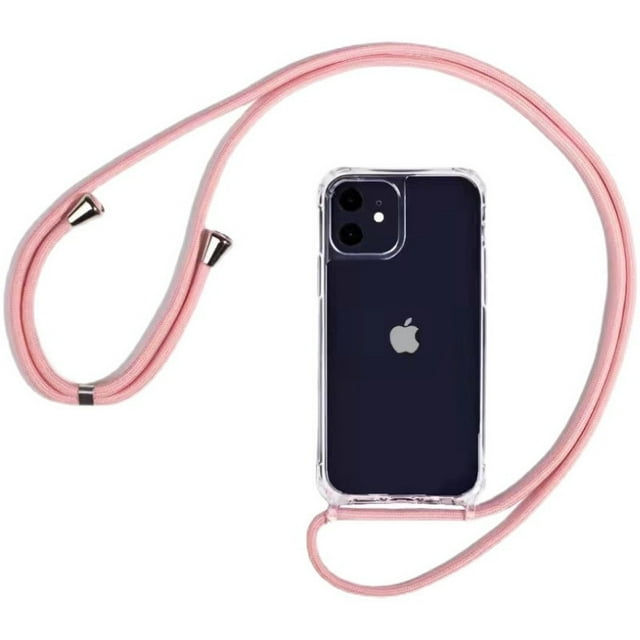 Funda rígida transparente con cordón para collar cruzado para iPhone 14 13 12 MiNi 11 Pro Max XS XR X 8 7 Plus SE 3, funda blanda transparente Dengxun unisex