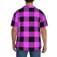 thumbnail image 5 of Vsdgher Purple Black Buffalo Plaid Print Men's Wrinkle Free Untucked Cuban Shirt Business Casual Button Down Shirts Short Sleeve Shirt, 5 of 7