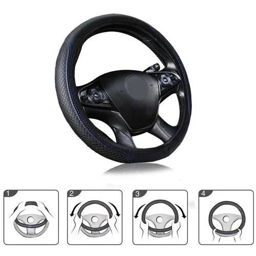 High-Quality Leather Steering Wheel Cover, Great Grip Accessories For 15/37-38Cm