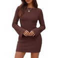 thumbnail image 3 of PRETTYGARDEN Womens Fall Bell Long Sleeve Mini Dress Casual Boat Neck Ribbed Bodycon Short Party Cocktail Dresses, 3 of 8
