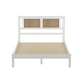 thumbnail image 4 of Full Size Bed with Natural Rattan Headboard, Wood Platform Bed for Bedroom, Apartment, Guest Room, No Box Spring Needed, White, 4 of 8