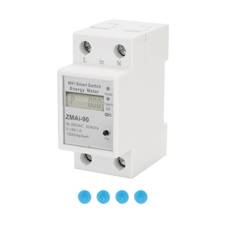 

Single-Phase Din Rail Wifi Intelligent Energy Meter Power Consumption Kwh Meter Wattmeter Support Smartlife/Tuya App Control Compatible with And Home