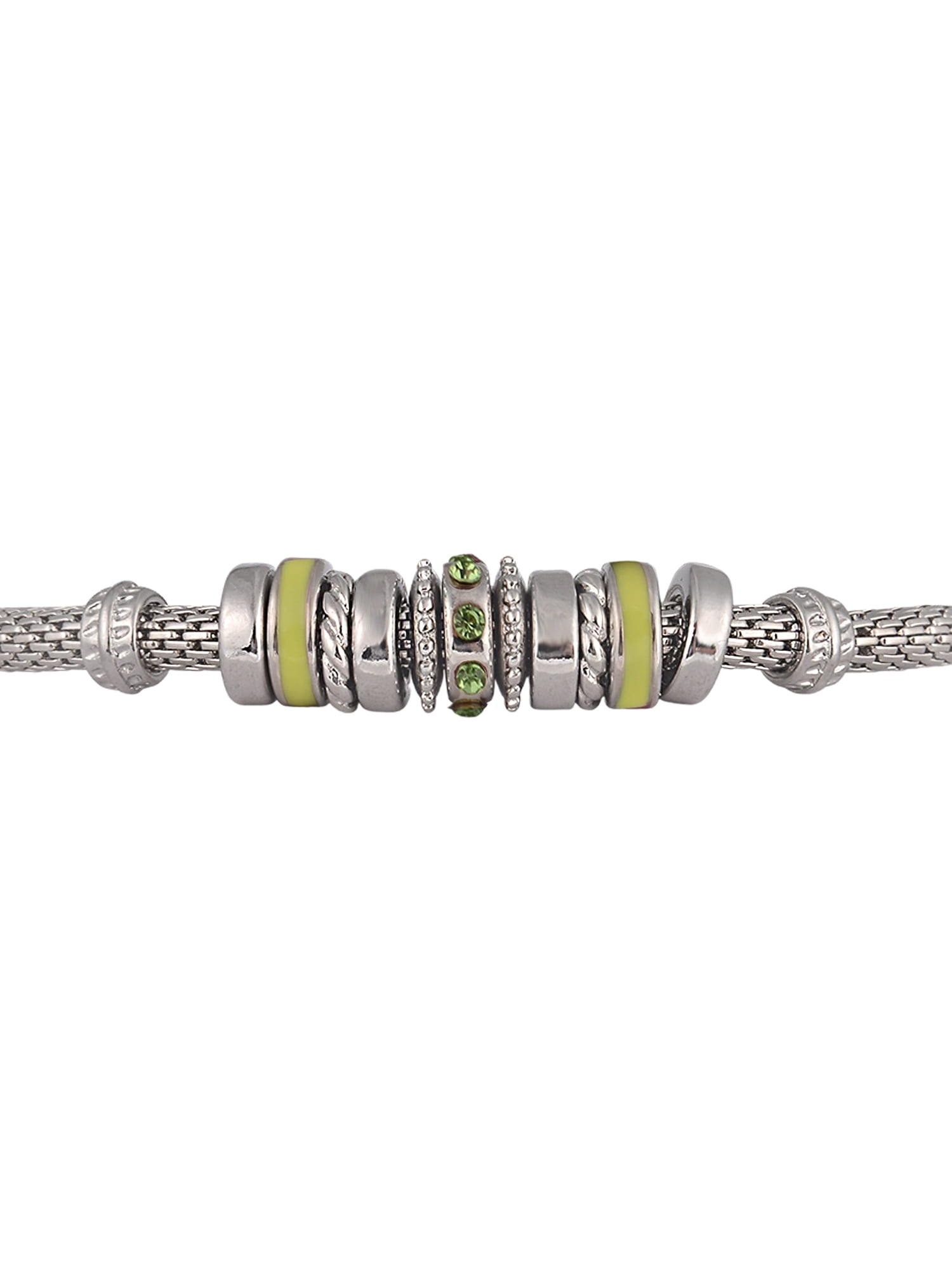 Time and Tru Silvertone Chain with Peridot Birthstone "August" Bracelet