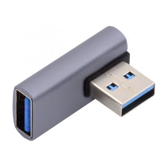 FVH 10Gbps USB3.0 Male to Female Extension Power Data Video Adapter Low Profile 90 Degree Left Angled Type