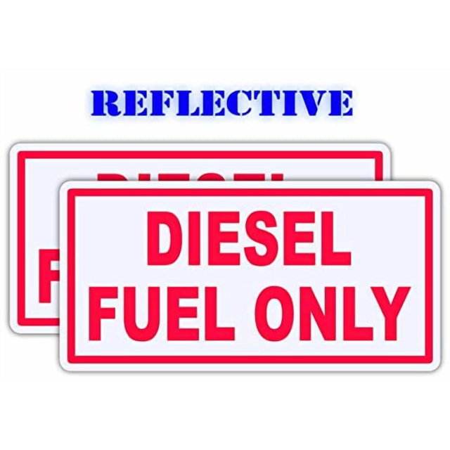 Pair | Reflective Diesel Fuel Only Red Vehicle Sticker Decal | Fleet Truck Decal Sticker| Fire Truck | Construction Sites Sticker Lable Decal |Fuel Container Lable | 2.5" x 5" Each