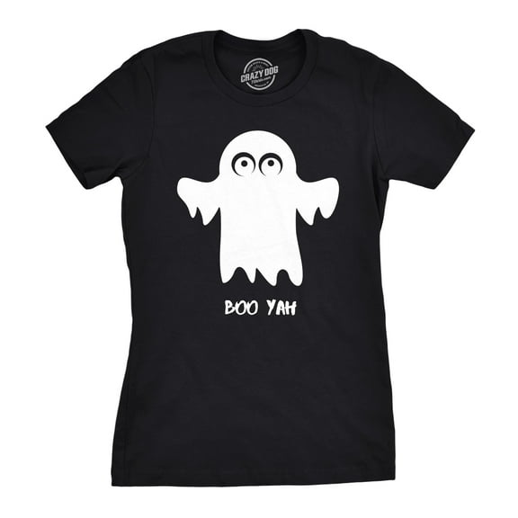 Womens Boo Yah Funny Spooky Cute Halloween Fall Ghost T shirt Womens Graphic Tees