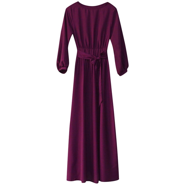 princess polly baby blue dress JNGSA Winter Wedding Guest Dress, Womens Cocktail Dresses 2023 Crewneck  Lantern Long Sleeve Formal Dress Tie Waist Maxi Dresses