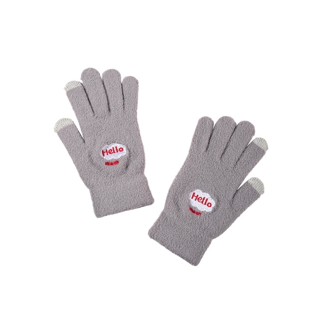 Sonducket Guantes de invierno, cubiertas para calentar las manos, Color sólido, estilo Simple, tejido de pantalla táctil, guante para niñas, accesorio guantes y mitones gris con hola Sonducket AP011251-21B