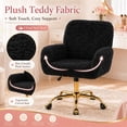thumbnail image 5 of SESSLIFE Vanity Chair, Height Adjustable Velvet Makeup Chair, Comfy Home Desk Chiar with Gold Legs, 360° Swivel Office Chair for Bedroom, Black, 5 of 9