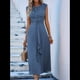 thumbnail image 5 of Vestido Midi Informal Sin Mangas de Verano para Mujer, Ajustado, con Lazo en la Cintura, , 2025 Azul Neblina S, 5 of 9