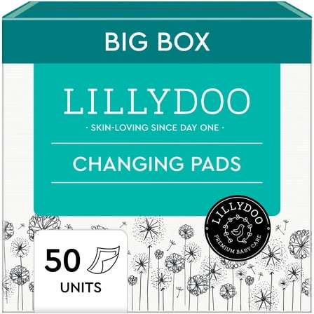 LILLYDOO Disposable Baby Changing Pads Liners Super Soft 50 Count 23,6" x 23,6"