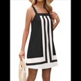 thumbnail image 2 of Vestido Mini de Rayas para Mujer, Estilo Bohemio, con Tirantes, para Verano, Ideal para la Playa. Negro S, 2 of 10