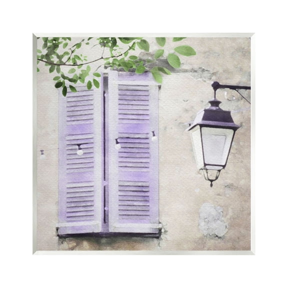 Stupell Industries Purple Shutters Scenery Travel & Places Painting Unframed Art Print Wall Art, 12 x 12