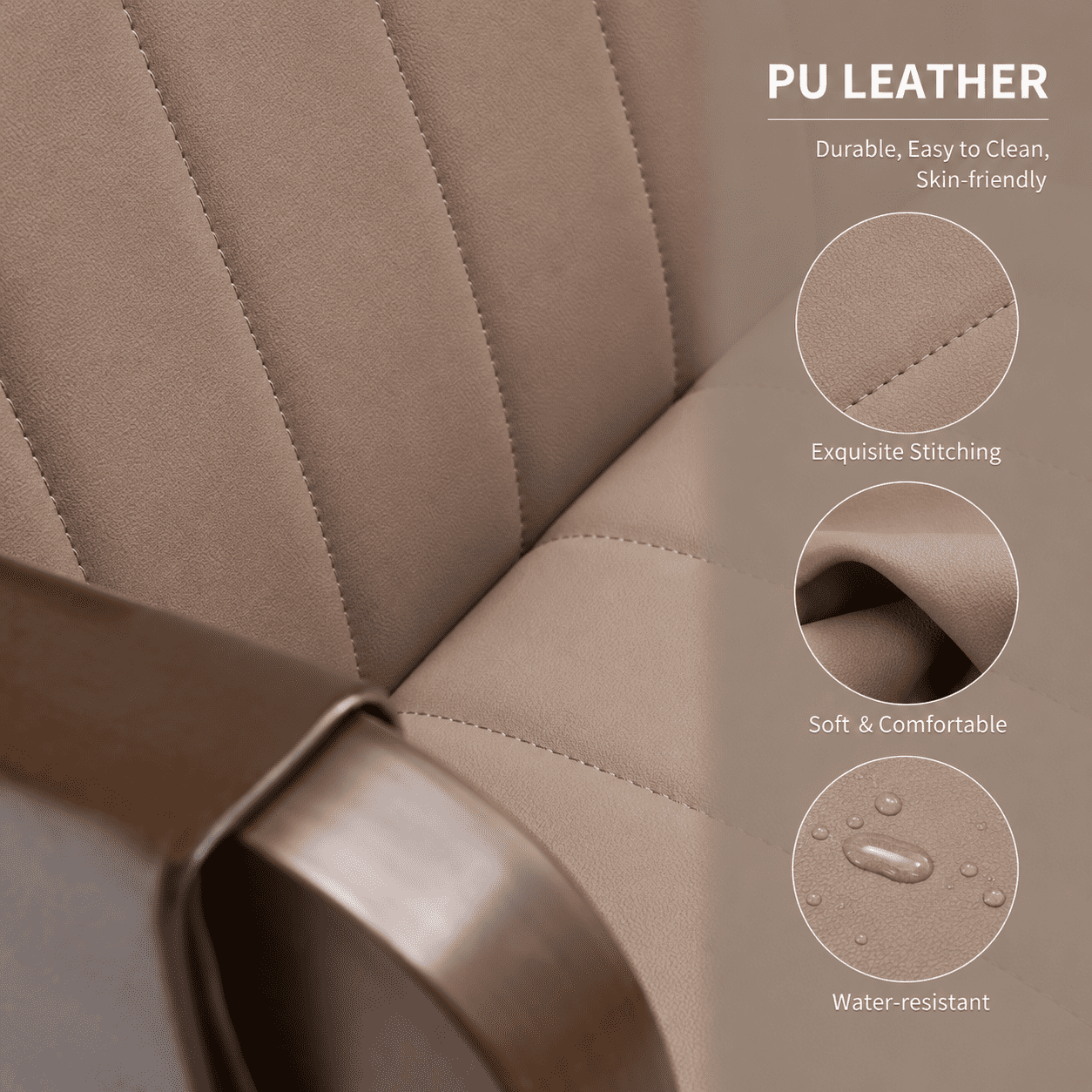 MOONMISS PU Leather Accent Chair,Mid-Century Modern Wood Frame Arm Chair with Side Pocket Cushioned Sofa,Dusty Pink