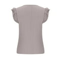 thumbnail image 5 of Womens Casual Summer Chiffon T Shirts Tie Neck Ruffle Short Sleeve Comfy Stretchy Work Office Blouses Tunic Tops, 5 of 5