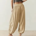thumbnail image 4 of Capri Harem Pants for Women Baggy Side Drawstring Beach Pants Pleated Loose Lounge Trousers 2025 Streetwear, 4 of 7