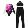 thumbnail image 5 of iiniim Kids Girls Ice Figure Skating Gymnastics Leotard Rhinestones Mesh Patchwork Bodysuit with Sleeveless Vest Hot Pink 10, 5 of 7