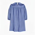 thumbnail image 4 of Vestido de Camisa en Cuadro para las Mujeres 3/4 Manga Puff Muñeca Collar Suelto Mini Vestido, Poliéster Spandex, 4 of 5