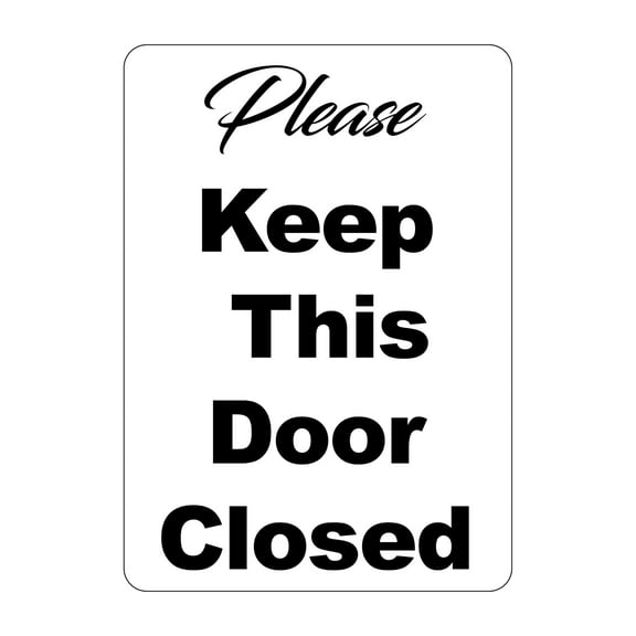 Please Keep Door Closed Sign - Adhesive Vinyl Sticker (5" x 7")