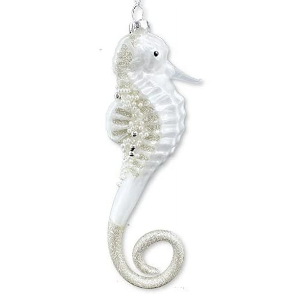 Seahorse Blown Glass Ornament Beach Coastal Christmas Tree Decoration 7.25"