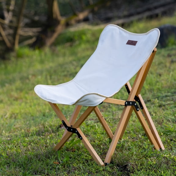 WILK Portable Camping Chair, Folding Chair with Wood Frame for Camping, Beach, Picnics, Fishing & Sports