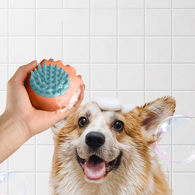 Cepillo de baño para mascotas para perros y gatos | Peine de doble cerda para aseo y masaje de mascotas | Mango ergonómico antideslizante | Limpieza eficiente del cabello | Plástico portátil | 1