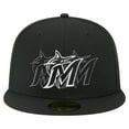 thumbnail image 2 of Men's New Era Black Miami Marlins Tri-Hit 59FIFTY Fitted Hat, 2 of 5