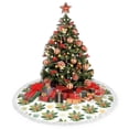 thumbnail image 4 of Christmas Tree Skirt, Sloth Sitting Tropical Leaves Christmas Tree Decorations Indoor, Tree Skirts Mat With Tassel Trim for Halloween New Year Holiday Christmas Party Decor 30 Inches, 4 of 7