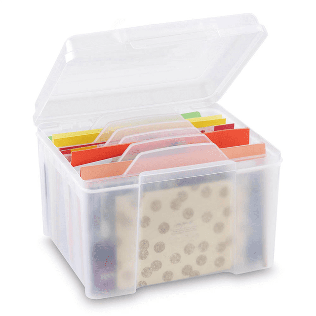 2X Greeting Card Organizer & Storage Box with 6 Adjustable Dividers for Holiday Birthday Get Well Cards Photos