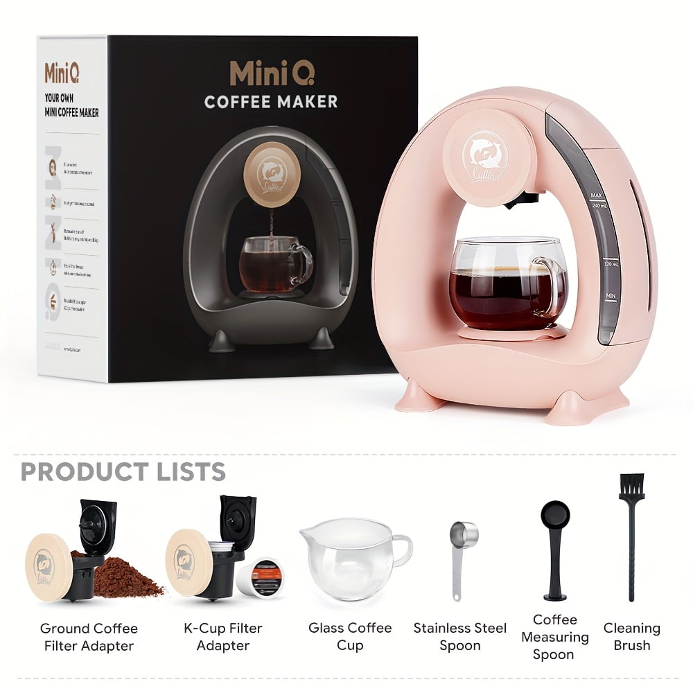 2-in-1 Single Serve Coffee Maker | Compatible With K Cup & Ground Coffee, Espresso Coffee Machine Americano Mini Coffee Machine/Tea Maker | With Coffee Filter/K CUP-Adapter