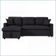 thumbnail image 3 of 82" Reversible Sleeper Sectional Sofa with Storage Chaise – Black Linen Modern Living Room Couch | Black | Linen | Square Arms, 3 of 8