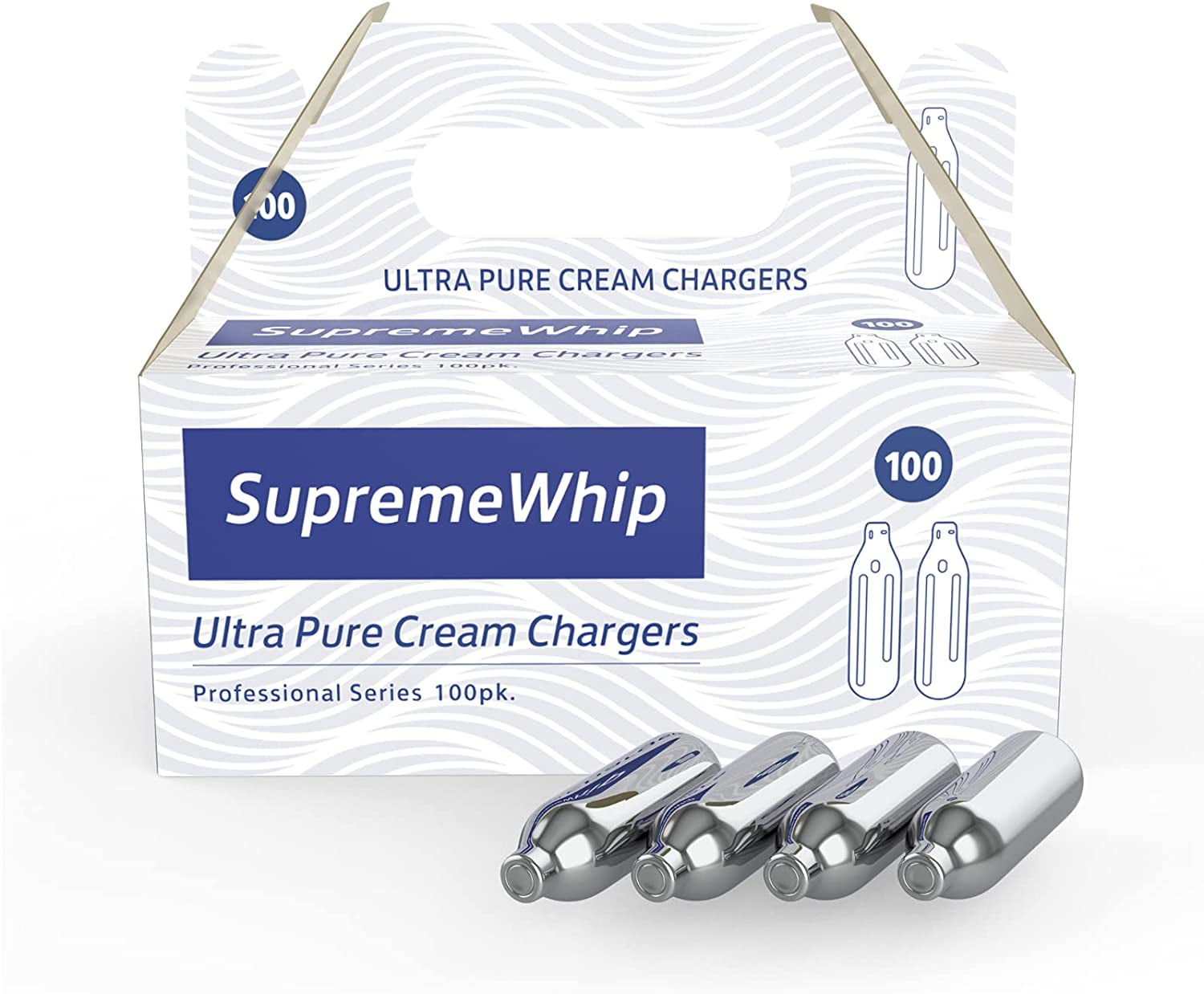 SupremeWhip Whipped Cream Chargers 8.2 grams, 100 pack Pure Nitrous Oxide Whipped Cream Canister
