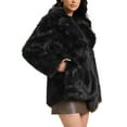 thumbnail image 4 of INSPIRE CHIC Women's Faux Fur Coat Fluffy Long Sleeve Lapel Winter Outerwear Coat L Black, 4 of 6