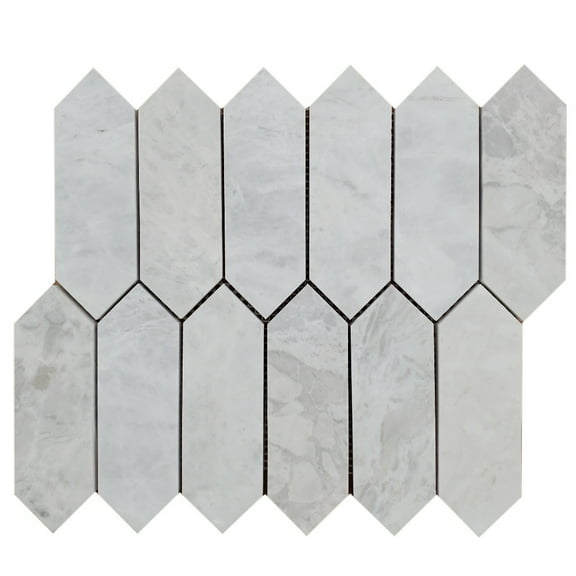 Picket Carrara Honed Marble Mosaic Tile