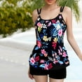 thumbnail image 2 of Tnhcen Women's Floral Print Strappy Halter Cutout Back Plus Size Two - Piece Tankini Swimsuit, Nylon Spandex Swimwear for Beach Pool Party, S - 5XL, 2 of 7