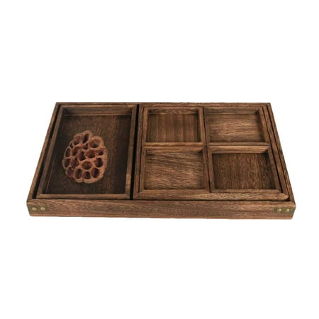 

1pc Retro Solid Wood Tea Tray Rectangular Combination Saucer Fruit Tray (Black + Brown)