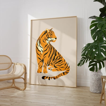 Beige Leopard Minimal Boho Animal Wall Art, Unframed Paper Print Size 8x12