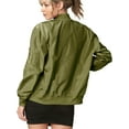 thumbnail image 2 of Made by Johnny Women's Classic Lightweight Jacket Multi Pocket Windbreaker Bomber Jacket M ARMY_GREEN, 2 of 6
