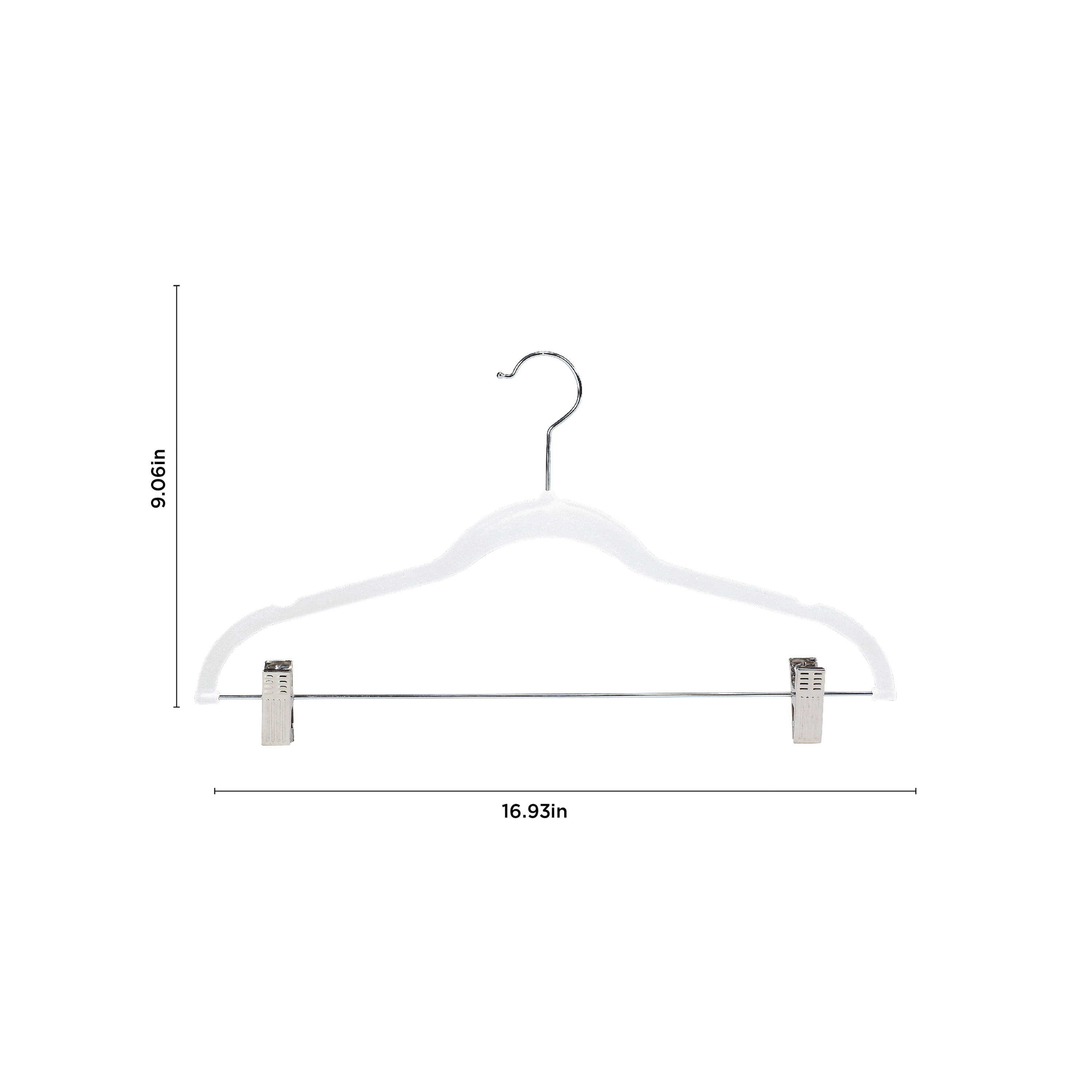 Simplify 24 Pack Velvet Skirt Hangers with Clips, Adult Size, White